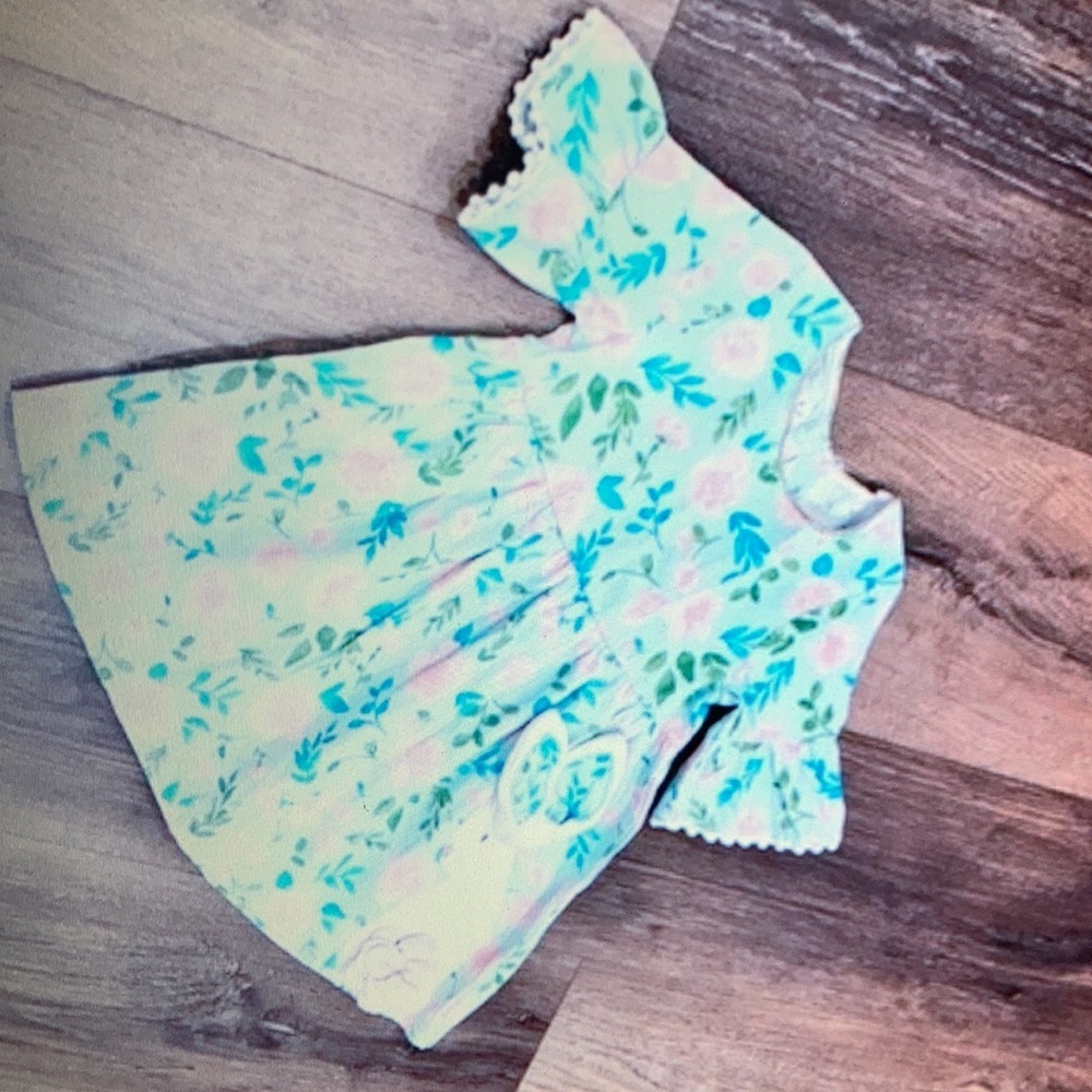 Appliqué Easter spring floral rabbit dress